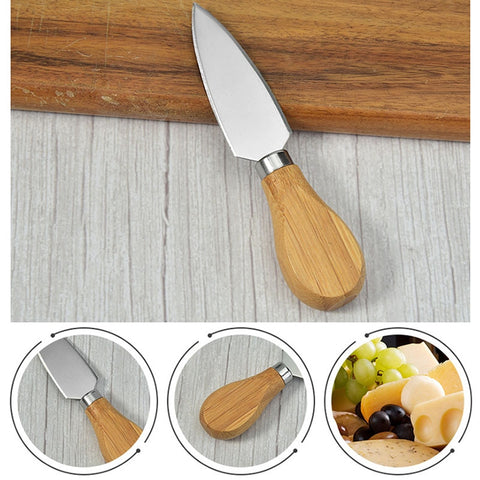 Stainless Steel Cheese Knife with Bamboo Wood Handle