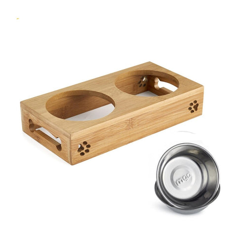 Bamboo & Stainless Steel Pet Bowls