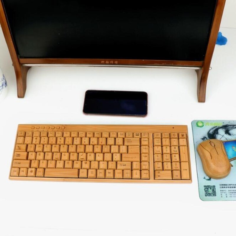 Bamboo Keyboard Mouse Wireless Combo Set