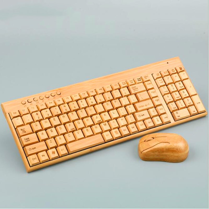 Bamboo Keyboard Mouse Wireless Combo Set
