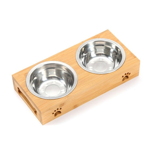 Bamboo & Stainless Steel Pet Bowls